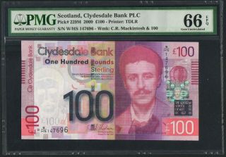 Scotland,  Clydesdale Bank Plc,  P229m,  2009,  100 Pounds,  Pmg 66epq