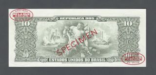 Brazil 10 Cruzeiros ND (1953 - 60) P159cs Specimen N1 TDLR Uncirculated 2