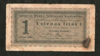 Lithuania,  Russia,  Latvia,  Germany - 1 Litas 10.  9.  1922 Seria A,  F,