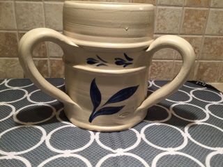 Williamsburg Pottery Lightfoot Salt Glazed Cobalt Decorated 3 Handled Stein Mug