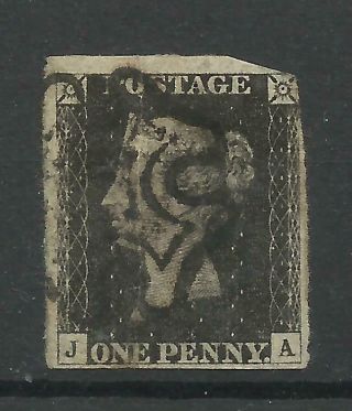 1840 Sg 2,  1d Black (ja) Stated Plate 6 With Black Maltese Cross,  Good.