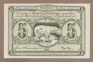 Greenland: 5 Kroner Banknote,  (unc),  P - 18b,  1953 - 67,