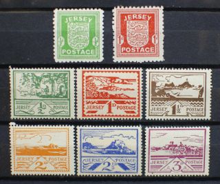 Jersey 1941 - 44 War Occupation Issues.  Sg 1 - 8.