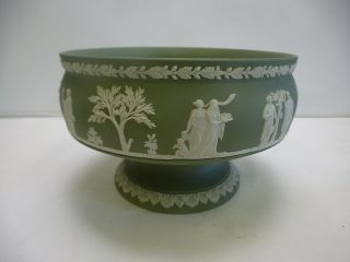 Sage Green Wedgewood Jasperware Pedestal Bowl (f51)