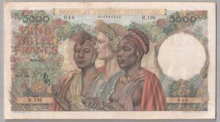 551 - 0071 French West Africa | Afrique Occidentale,  5000 Francs,  1950,  Pick 43,  Vf