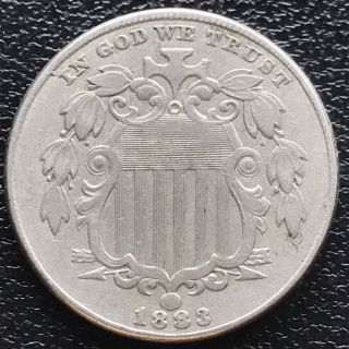 1883 Shield Nickel 5 Cents 5c 5959