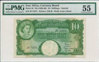 Currency Board East Africa 10 Shillings Nd (1958 - 60) Nairobi,  Rare Pmg 55