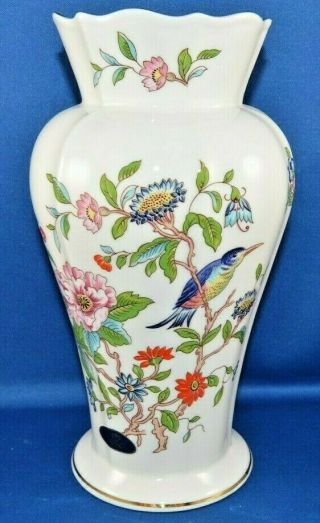 Aynsley Pembroke Edwardian 9 " Birds Flowers Floral Vase English Fine Bone China