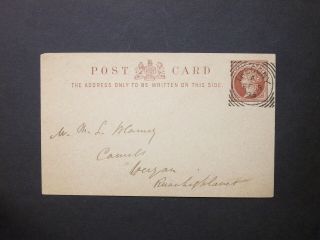 Gb Cornwall Stationery 1895 Qv 1/2d Brown Postcard Tregony Squared Circle Pmk