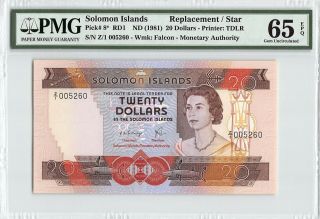Solomon Islands Nd (1981) P - 8 Pmg Gem Unc 65 Epq 20 Dollars Replacement