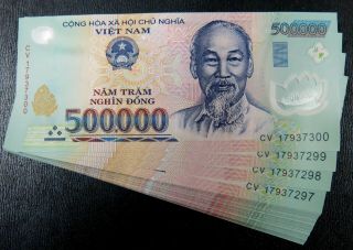 Vietnam 5 Million Dong.  500,  000$ X 10 Notes,  100 Perfect Unc