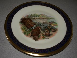 Lenox - Usa - Boehm Woodland Wildlife - Plate 10 5/8 " - 1977 Beavers