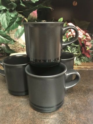 Pfaltzgraff Midnight Sun Black Stripe Coffee Mugs Cups Set Of 4