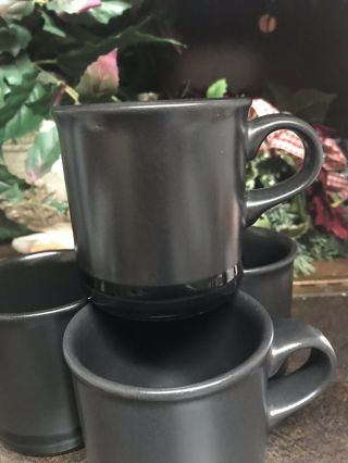 Pfaltzgraff Midnight Sun Black Stripe Coffee Mugs Cups Set of 4 2