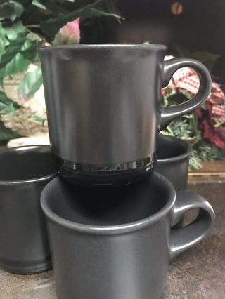 Pfaltzgraff Midnight Sun Black Stripe Coffee Mugs Cups Set of 4 3
