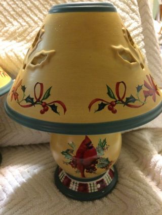 LENOX WINTER GREETINGS EVERYDAY RED CARDINAL CANDLE LAMP by CATHERINE MC CLUNG 3