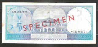 Suriname 1982 5 gulden Banknote SPECIMEN Pick 125 @@ RARE @@ 2