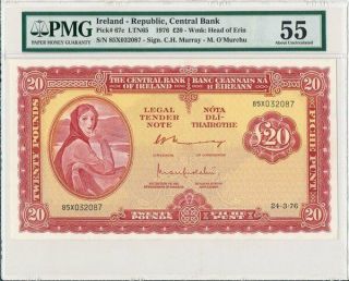 Central Bank Ireland - Republic 20 Pounds 1976 Pmg 55