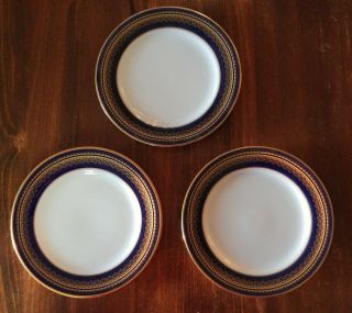3 Legacy By Noritake Vienna 2796 Bread Plates Cobalt Blue Gold Trim