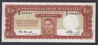 Commonwealth Bank Of Australia (1940 - 1952) 1949 10 Pounds P - 28c Coombs & Watt