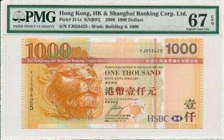 Hong Kong Bank Hong Kong $100 2008 Pmg 67epq