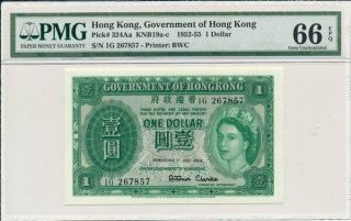 Government Of Hong Kong Hong Kong $1 1954 Rare Date Pmg 66epq