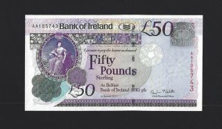 2013 Northern Ireland 50 Pounds Bank Of Ireland,  P - 89 Pack Fresh Unc