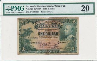 Government Of Sarawak Sarawak $1 1935 S/no 0x0055 Pmg 20