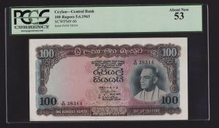 Rare Ceylon Sri Lanka 1963 100 Rupees Bandaranaike - Au 53 - V/43 38314