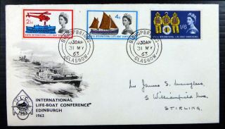 Gb 1963 Lifeboat Phosphor On Souvenir Fdc With Glasgow Cds Ns376