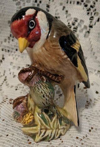 Colorful Porcelain Beswick Goldfinch Bird Figurine England Avian Figure 2273