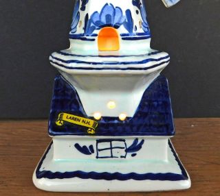 Blue Delftware Windmill Night - light Lamp Made in Laren,  North Holland,  Vintage 2