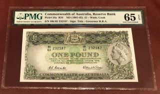 Commonwealth Of Australia 1 Pound Reserve Bank 1961 65 Pick 34a Gem Unc Epq 65