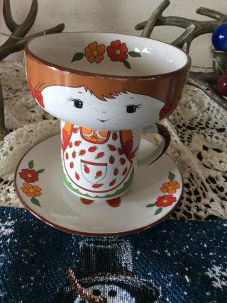 Interpur Vintage Stackable Plate Bowl Cup Childs Dish Set Girl Porcelain