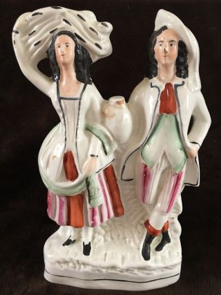 Large 19c Antique English Staffordshire Statue,  Man & Woman,  Collectible Figurine