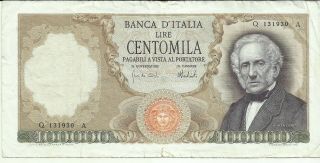 Italia Italy 100000 100 000 Lire 1970 P 100.  Very Rare.  7rw 09 Abr