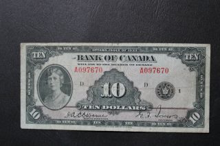 Bank Of Canada $10 Dollars 1935 A 097670 Bc - 7