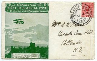 Gb 1911 First Aerial Post Cover With Commem.  Letter Sheet Addressed To Scotland