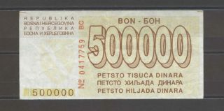 Bosnia 500,  000 Dinara 1994 P 32a Sarajevo - Only One On Ebay - Scarce