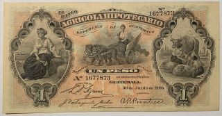 Guatemala - Banco Agricola Hipotecario 1 Peso 30.  6.  1920 Pick S111b.  Unc