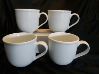 Set Of 4 - Crate & Barrel Culinary Arts White Cafeware Ii Cups Mugs - 12 Oz.