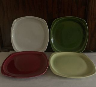 Paden City Pottery Co.  Minion Bread Plates Vintage Square Mcm Dinner Plates