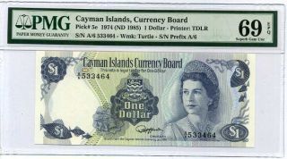 Cayman Islands 1 Dollar 1974 /1985 P 5 Gem Unc Pmg 69 Epq Highest Finest