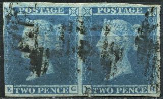 Gb 1841,  2d Blue,  Sg 14,  Imperf Pair,  One Good 4 Margin,  Cv £180
