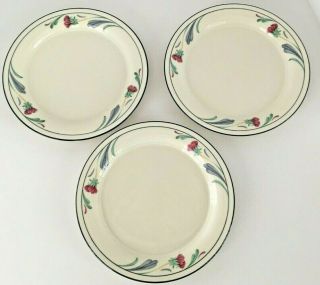 Set Of 3 Lenox Chinastone Poppies On Blue 8 1/4 " Dessert / Bread Plates