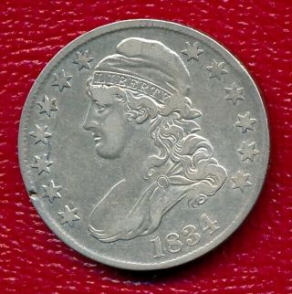 1834 Capped Bust Silver Half Dollar Nicely Circulated