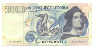 1 Of 2 Consecutive 500000 Lire Italia Vf 1997 P118 Raffaello Lira Italy Note