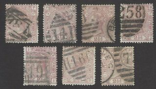 Gb Qv 1873 - 80 2 1/2d Rosy Mauve Plates 7,  8,  10,  12,  14,  15,  16 Sg 143