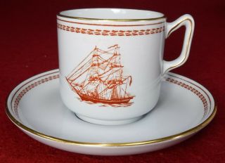 Spode China Trade Winds W128 Red Pattern Demitasse Cup & Saucer Set