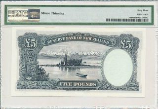 Reserve Bank Zealand 5 Pounds ND (1960 - 67) PMG 63 2